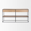 Morris 630L x 150W x 310H Beige Wood w Black Metal Frame 2 Drawer Console Table - Default Title