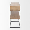 Morris 630L x 150W x 310H Beige Wood w Black Metal Frame 2 Drawer Console Table - Default Title