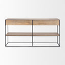 Morris 630L x 150W x 310H Beige Wood w Black Metal Frame 2 Drawer Console Table - Default Title
