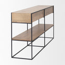 Morris 630L x 150W x 310H Beige Wood w Black Metal Frame 2 Drawer Console Table - Default Title