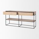 Morris 630L x 150W x 310H Beige Wood w Black Metal Frame 2 Drawer Console Table - Default Title