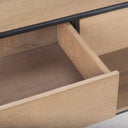 Morris 630L x 150W x 310H Beige Wood w Black Metal Frame 2 Drawer Console Table - Default Title