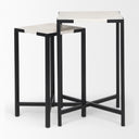 Lucas III Set of 2 15L x 15W 12L x 12W White Marble WBlack Iron Frame Accent Tables - Default Title