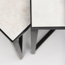 Lucas III Set of 2 15L x 15W 12L x 12W White Marble WBlack Iron Frame Accent Tables - Default Title