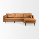 Elton 1114L x 681W x 343H Tan Leather Right Chaise Sectional - Default Title