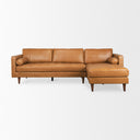 Svend 1114L x 680W x 339H Tan Leather Right Chaise Sectional Sofa - Default Title