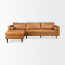 Svend 1114L x 680W x 339H Tan Leather Left Chaise Sectional Sofa - Default Title