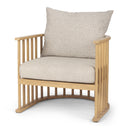 Kopari Beige Fabric WLight Brown Wood Accent Chair - Default Title