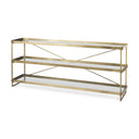 Trey 720L x 160W x 300H Gold Metal WGlass Console Table - Default Title