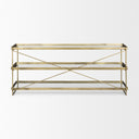 Trey 720L x 160W x 300H Gold Metal WGlass Console Table - Default Title