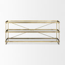 Trey 720L x 160W x 300H Gold Metal WGlass Console Table - Default Title