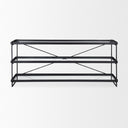 Trey 720L x 160W x 300H Black Metal WGlass Console Table - Default Title