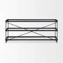 Trey 720L x 160W x 300H Black Metal WGlass Console Table - Default Title