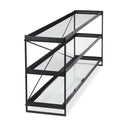 Trey 720L x 160W x 300H Black Metal WGlass Console Table - Default Title
