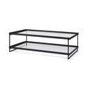 Trey 56L x 32W x 17H Black Metal WGlass Coffee Table - Default Title