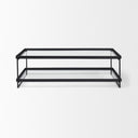 Trey 56L x 32W x 17H Black Metal WGlass Coffee Table - Default Title