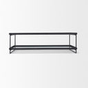 Trey 56L x 32W x 17H Black Metal WGlass Coffee Table - Default Title