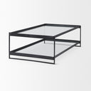 Trey 56L x 32W x 17H Black Metal WGlass Coffee Table - Default Title