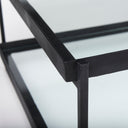 Trey 56L x 32W x 17H Black Metal WGlass Coffee Table - Default Title