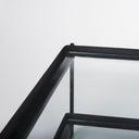 Trey 56L x 32W x 17H Black Metal WGlass Coffee Table - Default Title