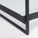 Trey 56L x 32W x 17H Black Metal WGlass Coffee Table - Default Title