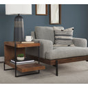 Maddox 30L x 18W x 22H Medium Brown Wood w Black Metal U-shaped EndSide Table - Default Title