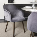 Ronald II Grey Velvet Wrap Black Wooden Base Dining Chair - Default Title