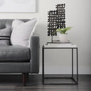 Nathan II 18 x 20 Square Top White Marble and Black Metal EndSide Table - Default Title