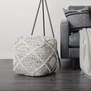 Ekiya 160L x 160W x 160H BlackWhite Yarn and Wool Patterened Pouf - Default Title