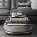 Garima 220L x 220W x 140H BlackWhite Wool and Cotton Patterned Pouf - Default Title