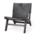 Elodie 244L x 339W x 307H Black Leather WBlack Stain Beech Wood Frame Accent Chair - Default Title