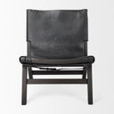 Elodie 244L x 339W x 307H Black Leather WBlack Stain Beech Wood Frame Accent Chair - Default Title