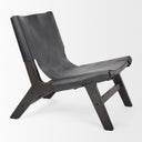 Elodie 244L x 339W x 307H Black Leather WBlack Stain Beech Wood Frame Accent Chair - Default Title