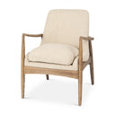 Westan Cream Boucle Fabric WLight Brown Wood Accent Chair - Default Title