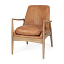 Westan Cognac Faux Leather WMedium Brown Wood Accent Chair - Default Title