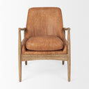 Westan Cognac Faux Leather WMedium Brown Wood Accent Chair - Default Title