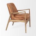 Westan Cognac Faux Leather WMedium Brown Wood Accent Chair - Default Title