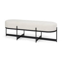 Amelia 550L x 180W x 180H Cream Boucle WBlack Metal Upholstered Bench - Default Title