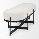 Amelia 550L x 180W x 180H Cream Boucle WBlack Metal Upholstered Bench - Default Title