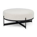 Amelia 358L x 358W x 175H Cream Boucle WBlack Metal Upholstered Ottoman - Default Title