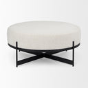 Amelia 358L x 358W x 175H Cream Boucle WBlack Metal Upholstered Ottoman - Default Title
