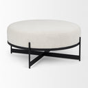 Amelia 358L x 358W x 175H Cream Boucle WBlack Metal Upholstered Ottoman - Default Title