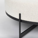 Amelia 358L x 358W x 175H Cream Boucle WBlack Metal Upholstered Ottoman - Default Title