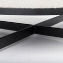 Amelia 358L x 358W x 175H Cream Boucle WBlack Metal Upholstered Ottoman - Default Title
