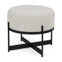 Amelia Cream Boucle WBlack Metal Upholstered Pouf - Default Title
