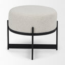 Amelia Cream Boucle WBlack Metal Upholstered Pouf - Default Title