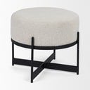Amelia Cream Boucle WBlack Metal Upholstered Pouf - Default Title