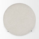 Amelia Cream Boucle WBlack Metal Upholstered Pouf - Default Title