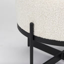 Amelia Cream Boucle WBlack Metal Upholstered Pouf - Default Title