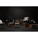 David Grey Fabric Wrap Medium Brown Wood Base Dining Chair - Default Title